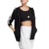 Blusa Capuz Zíper Regular Essentials 3-Stripes Adidas Feminina Preto
