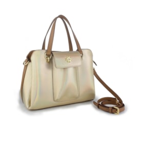 Bolsa De Couro Grande Luz Da Lua Feminina Panna