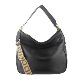 Bolsa De Couro Grande Luz Da Lua Feminina Preto