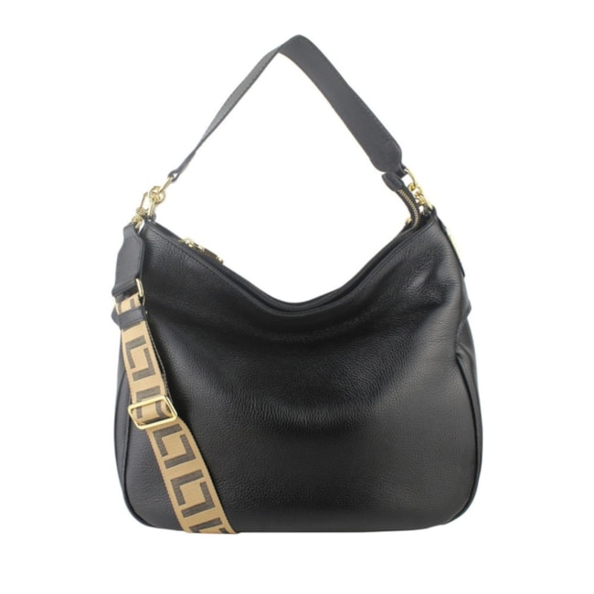 Bolsa De Couro Grande Luz Da Lua Feminina Preto