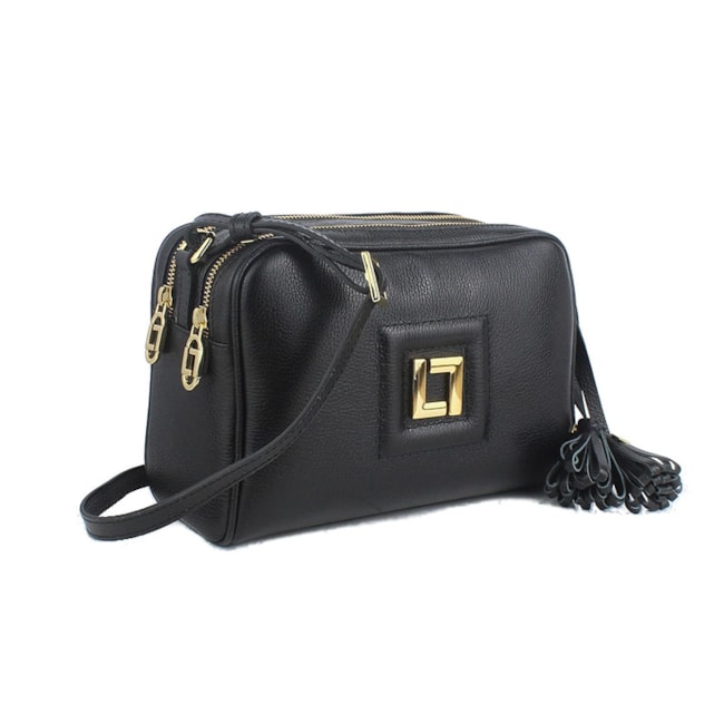 Bolsa De Couro Luz Da Lua Feminina Preto