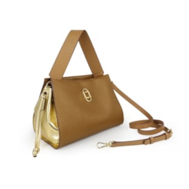 Bolsa De Couro Média Luz Da Lua Feminina Amendoa