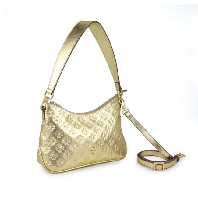 Bolsa De Couro Média Luz Da Lua Feminina Gold