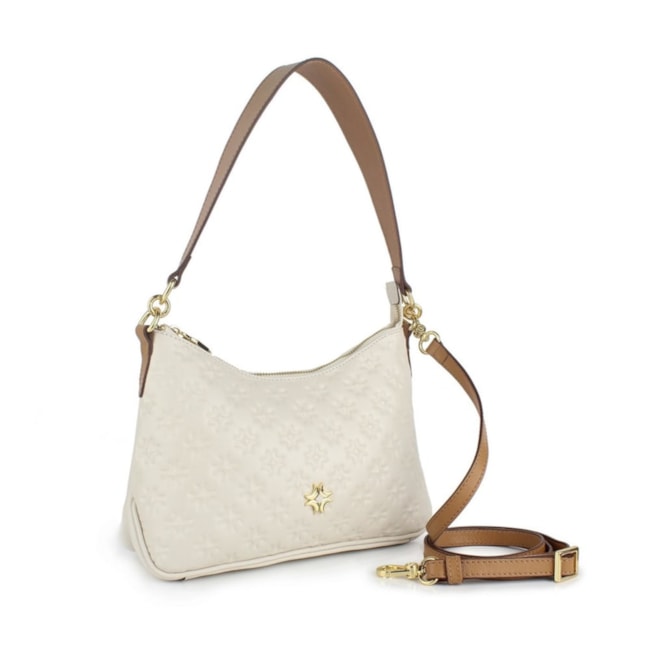 Bolsa De Couro Média Luz Da Lua Feminina Panna