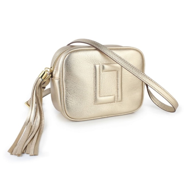 Bolsa De Couro Pequena Luz Da Lua Feminina Gold