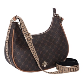 Bolsa Hobo Media  Mocca Luz da Luz Feminina Monograma