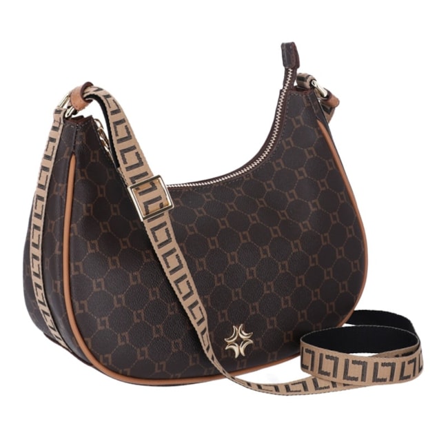 Bolsa Hobo Media  Mocca Luz da Luz Feminina Monograma