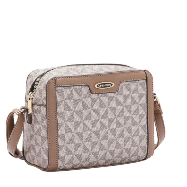 Bolsa Linha Elemento Grafico Transversal Chenson Feminina Bege