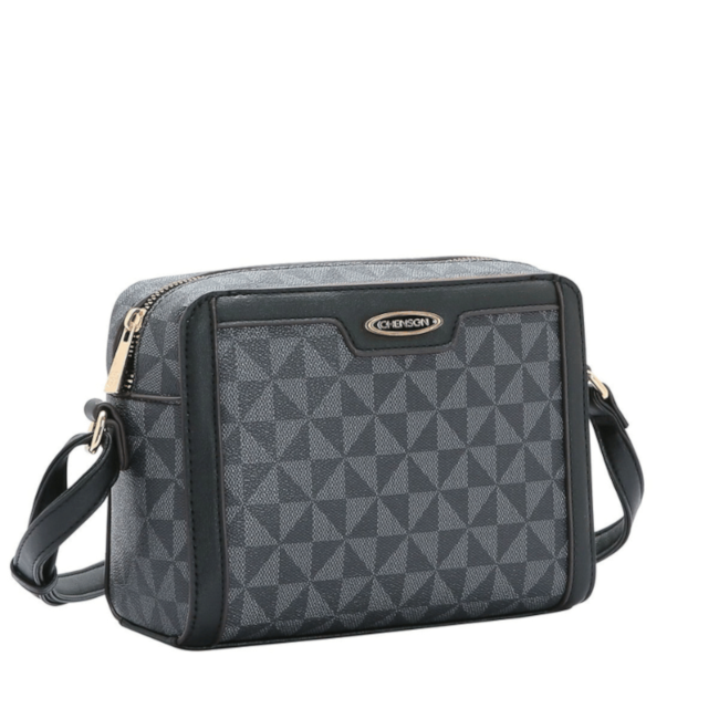Bolsa Linha Elemento Grafico Transversal Chenson Feminina Preto