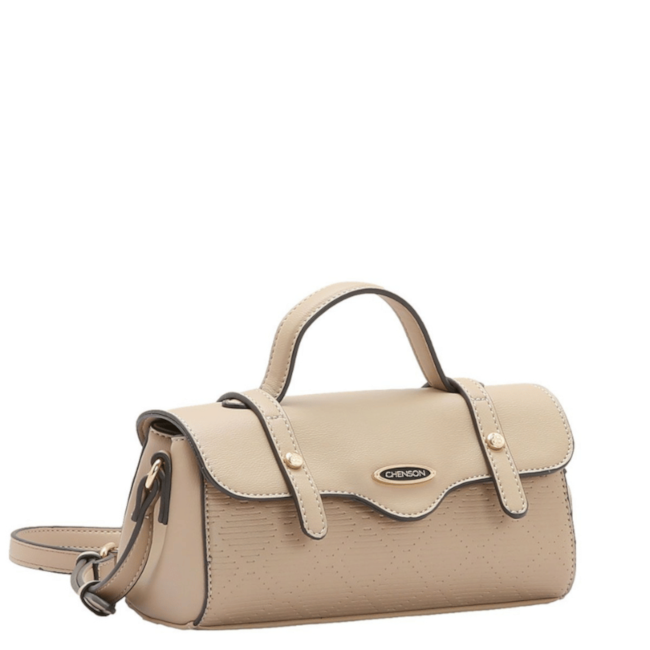 Bolsa Linha Textura Geometrica Chenson Feminina Bege