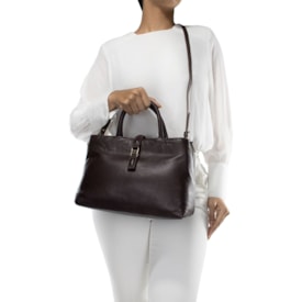 Bolsa Média Classe Couro Feminina Preto