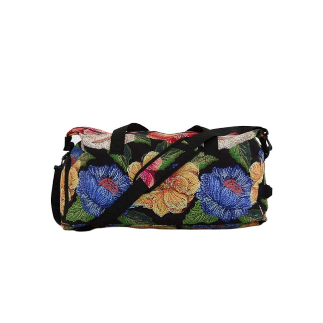 Bolsa Média Farm Findi Borogodó Floral Paraiso Preto