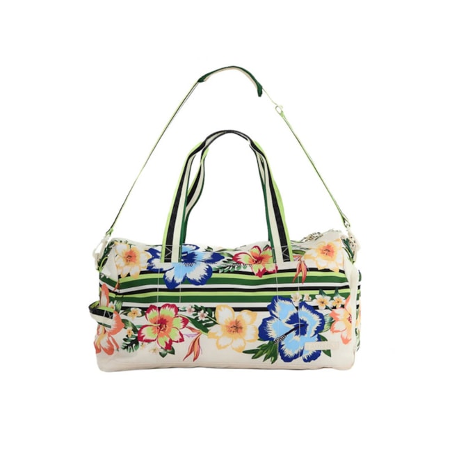 Bolsa Média Farm Viva Floral Tropical Off White
