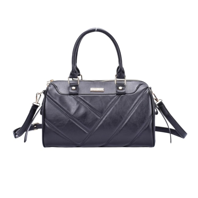 Bolsa Média Formato Baú Macadamia Feminina Preto