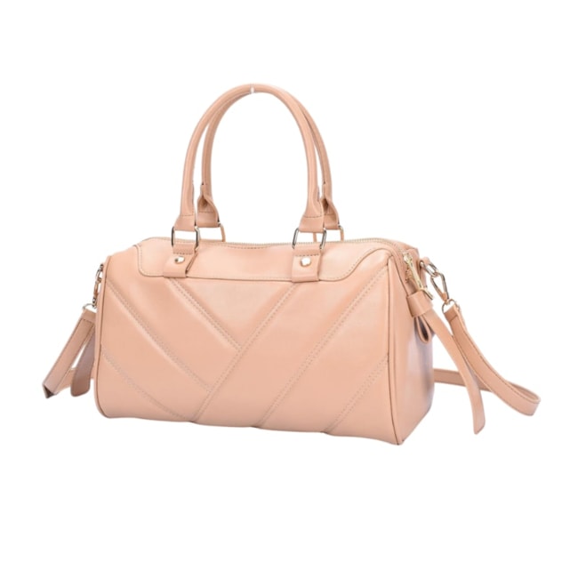 Bolsa Média Formato Baú Macadamia Feminino Bege