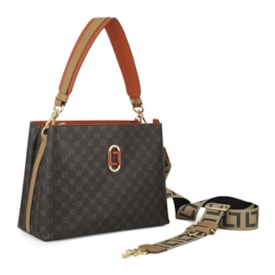 Bolsa Média Luz Da Lua Feminina  e Monograma Mocca