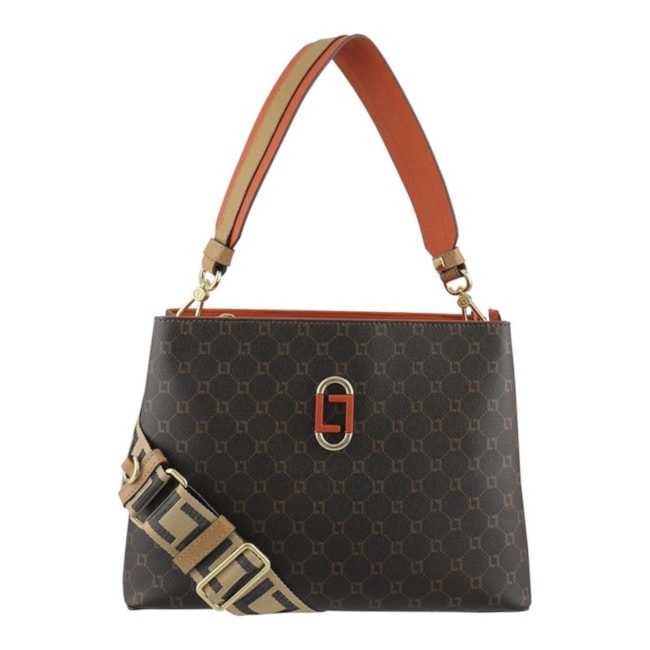 Bolsa Média Luz Da Lua Feminina  e Monograma Mocca