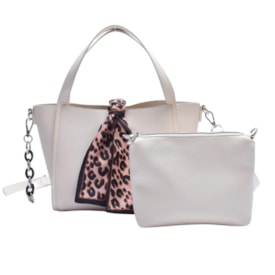 Bolsa Mini Shopper Lenço Macadamia Feminino Off White Bolsa Mini Shopper Lenço Macadamia Feminino Off White