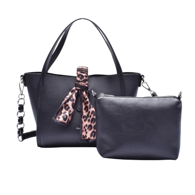 Bolsa Shopper Lenço Macadamia Feminino Preto