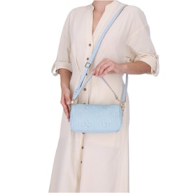 Bolsa Tiracolo Pequena  Celeste Luz da Lua Feminina Logograma