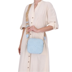 Bolsa Tiracolo Pequena  Celeste Luz da Lua Feminina Logograma