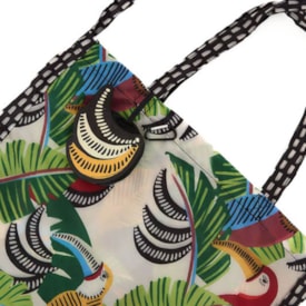 Bolsinha Média Farm Me Leva Tucanos E Folhagens E Banana  Preto