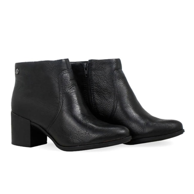 Bota Cano Baixo De Couro Burnish Bottero Feminina Preto