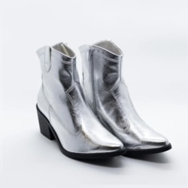 Bota Cano Curto Lu Rezende Feminina Prata