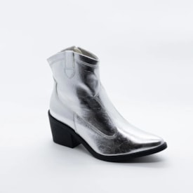 Bota Cano Curto Lu Rezende Feminina Prata