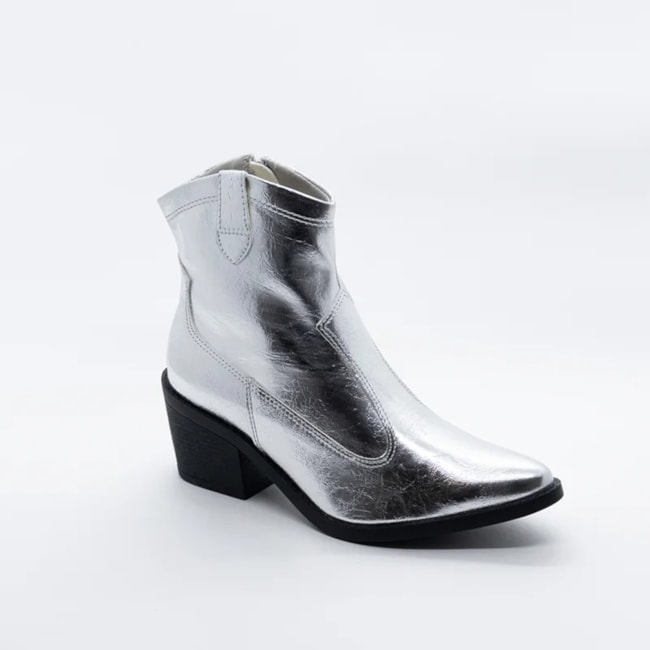 Bota Cano Curto Lu Rezende Feminina Prata