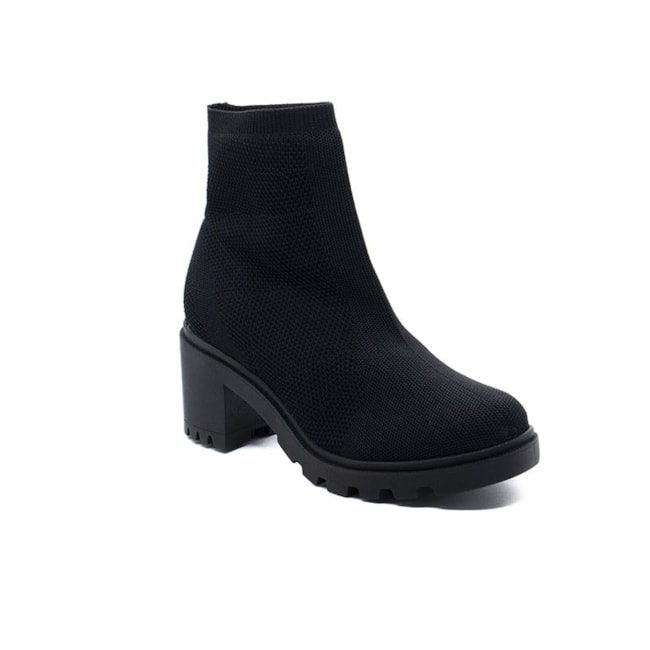 Bota Coturno Bebecê  Salto Tratorado Feminino Preto