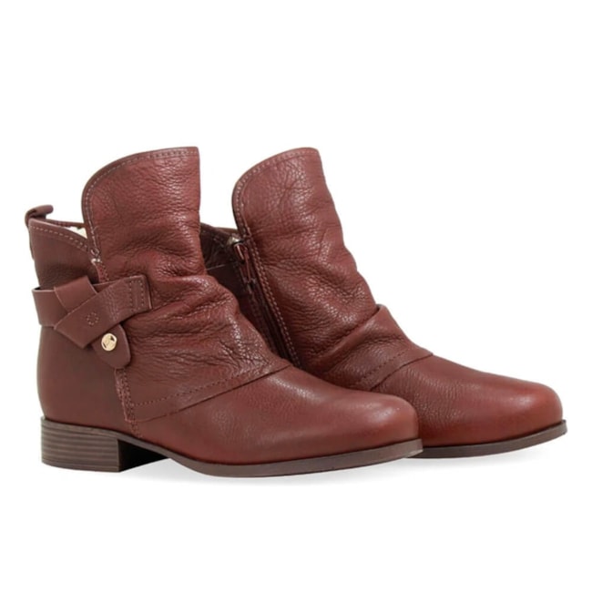 Bota Coturno Bottero De Couro Burnish Feminino Wood