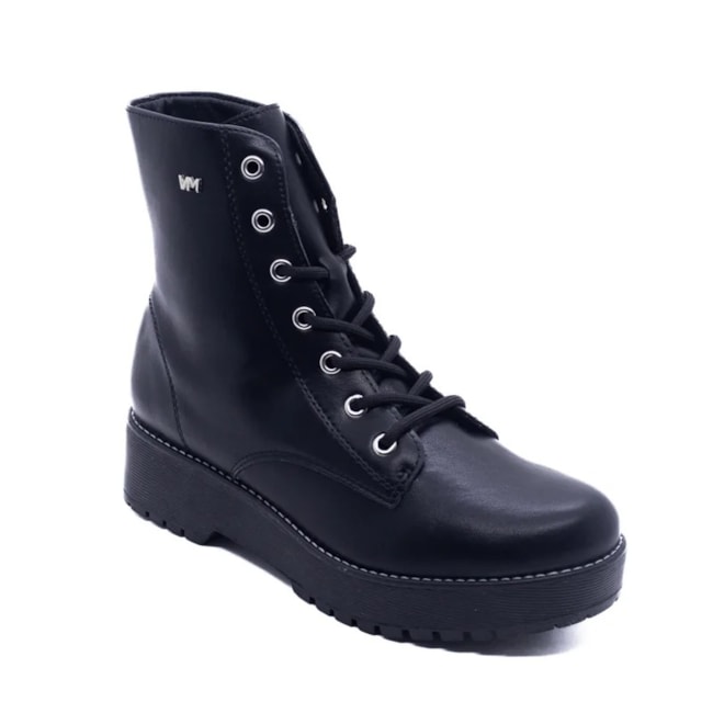 Bota Coturno Salto Medio Via Marte Feminino Preto