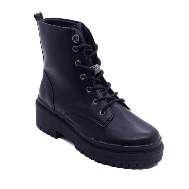 Bota  Coturno Salto Medio Via Marte Feminino Preto