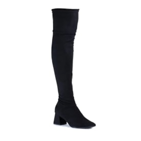 Bota Over Knee Bebecê Salto Bloco Strech Feminina Preto