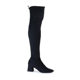Bota Over Knee Bebecê Salto Bloco Strech Feminina Preto