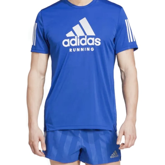 Camisa Adidas Aeroready Graphics In-Line Running Azul Royal