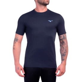 Camisa De Corrida Mizuno Focus Stamp 2 Masculina Azul Noite
