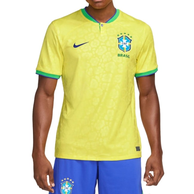 Camisa Nike Brasil I 2022/23 Torcedor Pro Masculina Amarelo