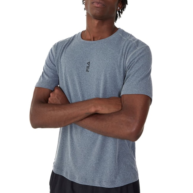 Camiseta Esportiva Fila Eclipse Mesh Masculina Cinza Claro
