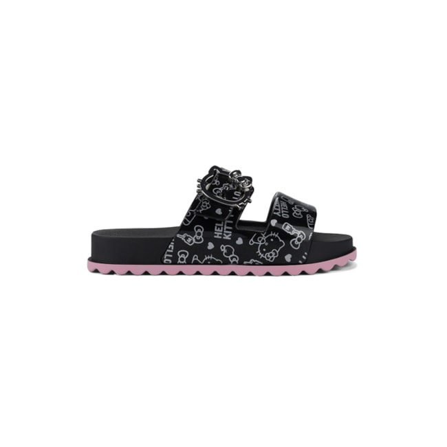 Chinelo Birken Hello Kitty Feminino Infantil Preto