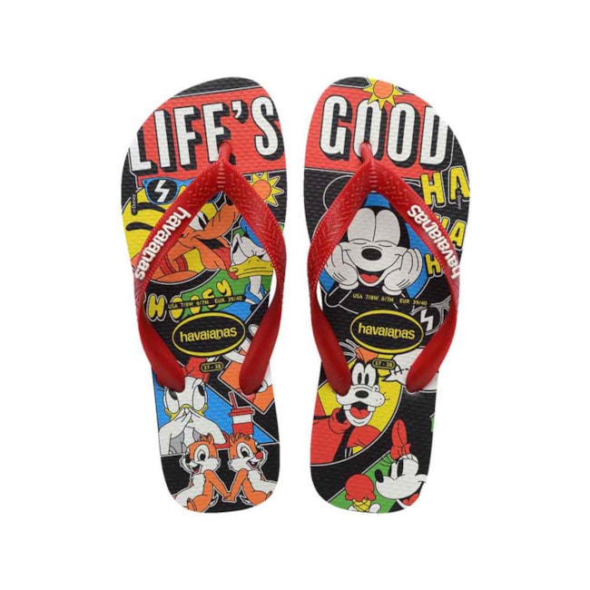 Chinelo Havaianas Kids Top Disneys Classics Unissex Vermelho Apache