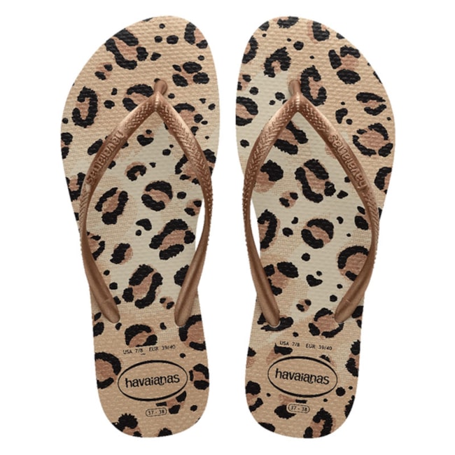 Chinelo Havaianas Slim Animals Feminino Bege