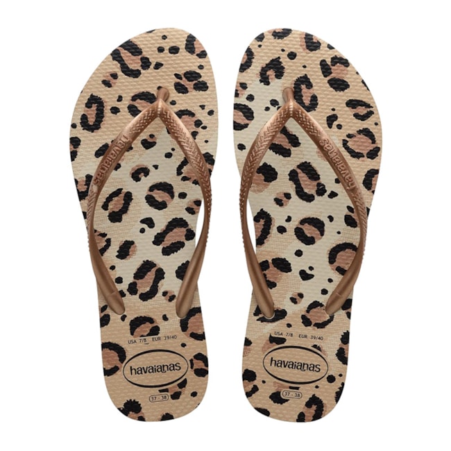 Chinelo Havaianas Slim Animals Feminino Bege