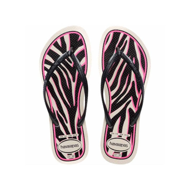 Chinelo Havaianas Slim Animals Feminino Cinza Dark Metalico