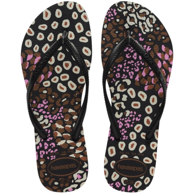 Chinelo Havaianas Slim Animals Feminino Preto