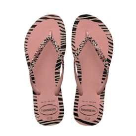 Chinelo Havaianas Slim Animals Feminino Rosa Crocus