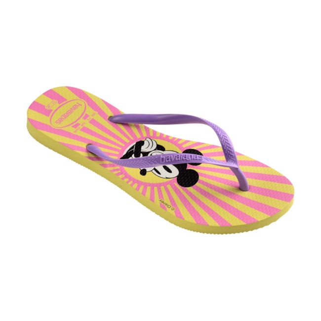 Chinelo Havaianas Slim Disney Infantil Feminino Amarelo Pixel