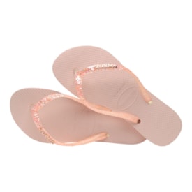 Chinelo Havaianas Slim Gliter Flourish Feminina Rosa Macaron