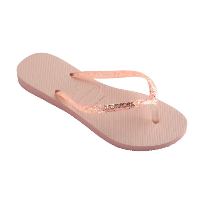Chinelo Havaianas Slim Gliter Flourish Feminina Rosa Macaron